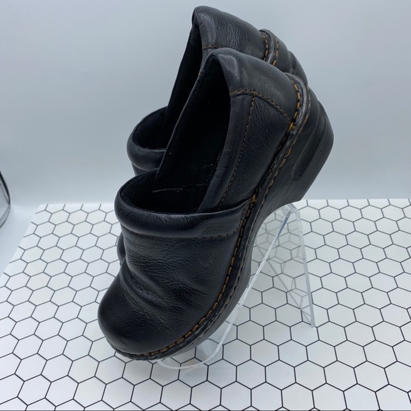 Born B.O.C. Black Leather Slide On Clogs/Mules - Picture 3 of 5